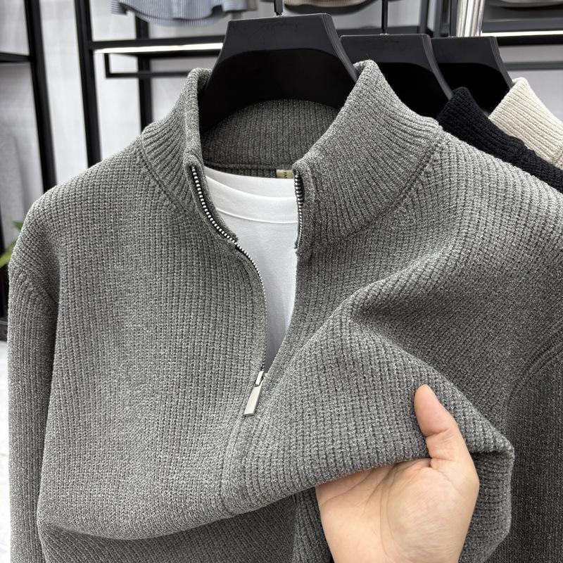 Men's High-Quality Wool Knit Zipper Cardigan - Thick, Trendy, Loose-Fit for Autumn/Winter