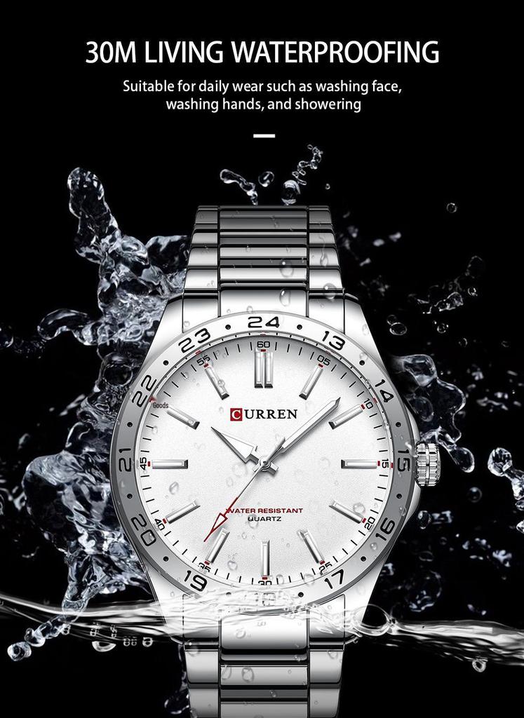 CURREN 8452 Men's Steel Band Waterproof Quartz Business Watch