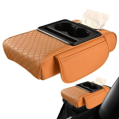 Car Armrest Cushion with Cup Holder Auto Armrest Booster Cushion Car Center Console Armrest Pillow Storage Organizer Box for Car