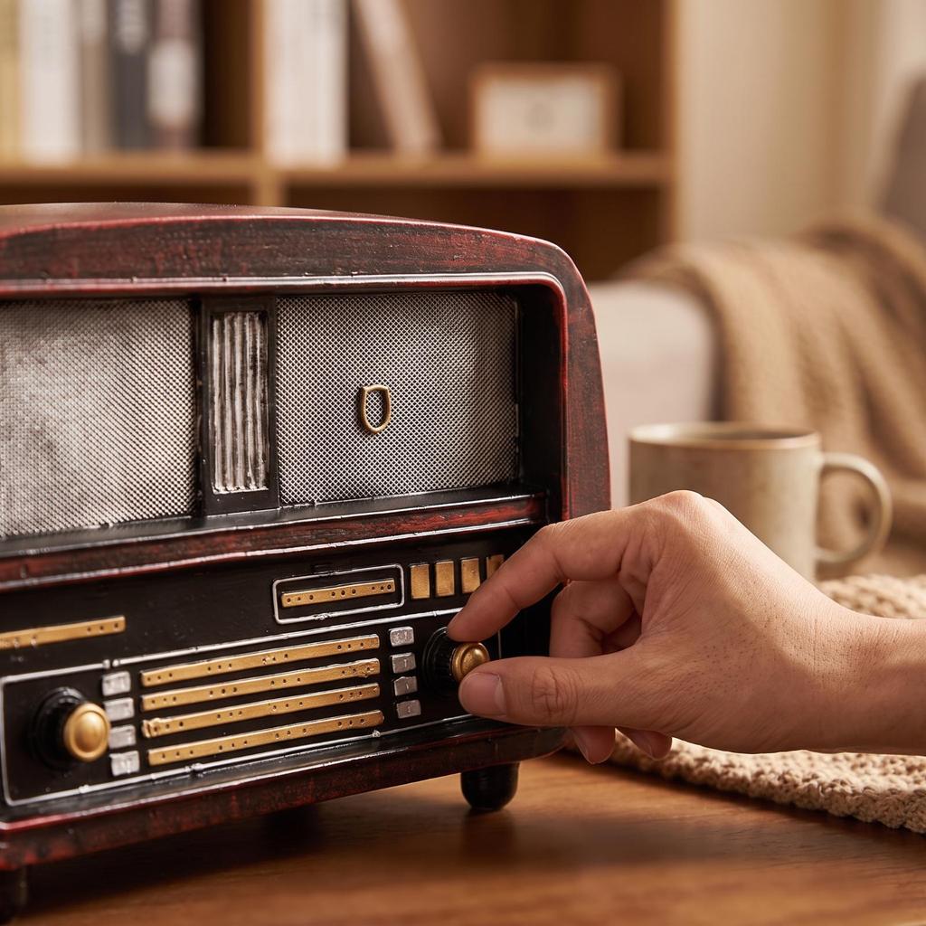 Vintage Radyo Figürü Masaüstü Dekor Çalışma Odası İçin Sağlam