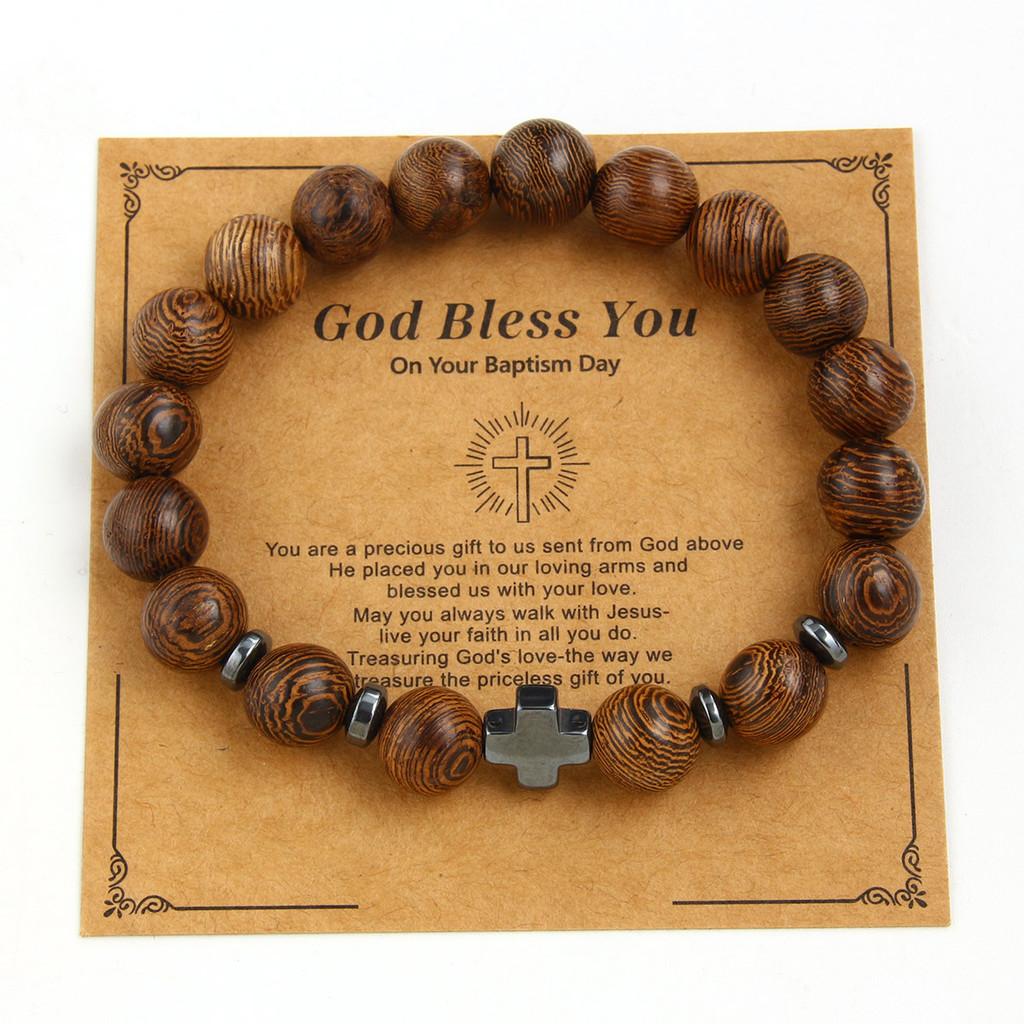 Geometric Wooden Beaded Bracelets With Stainless Steel Spacers For Men And Women