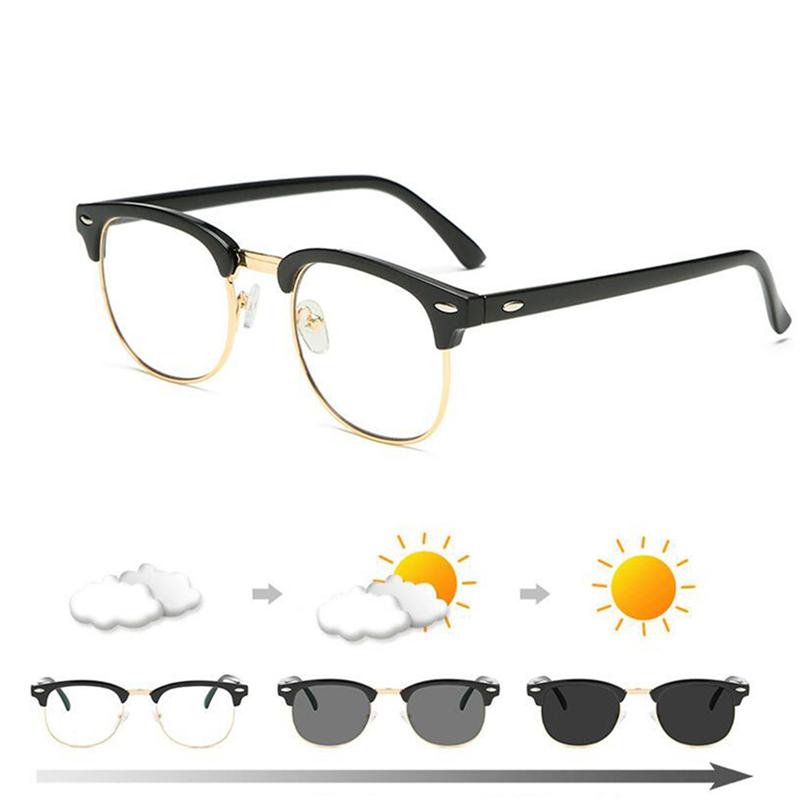 1.56 Aspheric Green Film Sun Photochromic Prescription Eyeglasses Anti Blue Light Nearsighted Glasses Diopter -0.5 -1 To -6.0