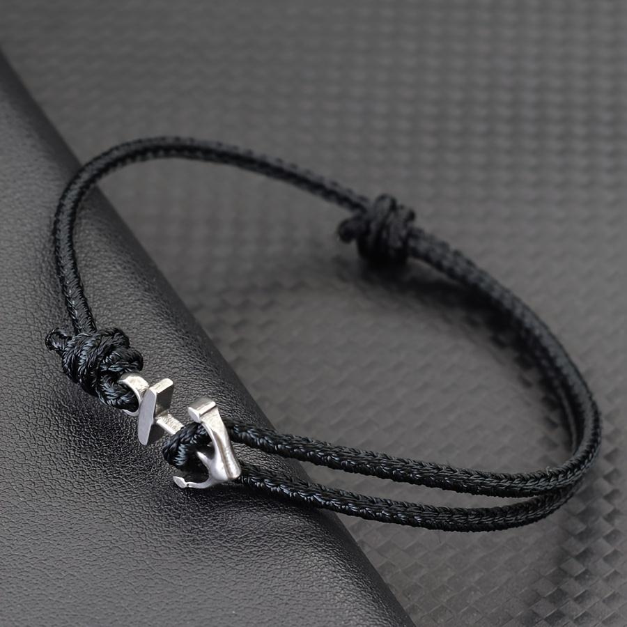 Bracelet Ancre Mode Homme Corde 2mm Tressé à la Main Nautique Réglable Bracelet pour Couples Étudiant Bijoux Cadeau Pulseira