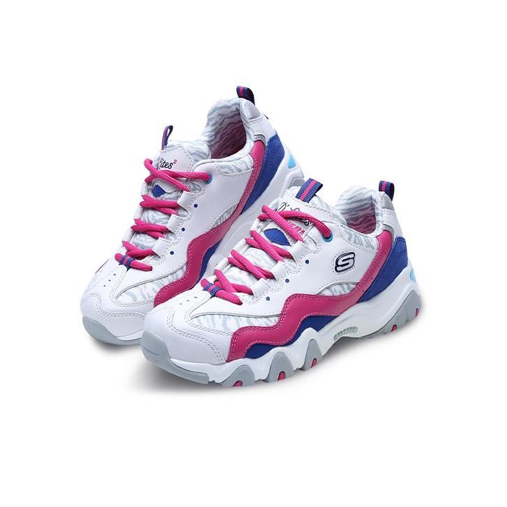 Skechers DLites 2.0 Scarpe Casual Basse in Tessuto e Pelle Sintetica Donna Sneaker Bianco Rosso 99999672-WFUS