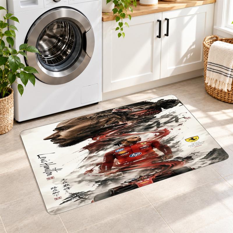 Flannel Kitchen Mat Lewis Hamilton Soft Area Rug Non Slip Floor Carpet Home Decoration