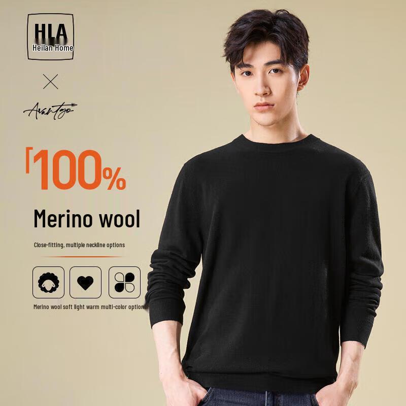 

HLA Men s Classic Pure Wool Round Neck Sweater 3XL