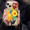 Korean Cute Plating Flower Sunflower Pendant Phone Case For Iphone 14 13 12 11 Pro Max Transparent Shockproof Soft Cover Funda