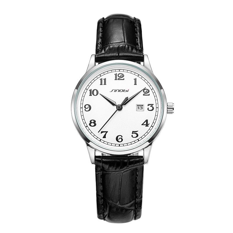 Dámské retro hodinky s koženým řemínkem, vodotěsné, s kalendářem - Model 9872