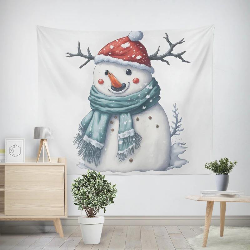 Christmas New Year Snowman Pattern Tapestry Living Room Sofa Car Interior Decorative Tapestry