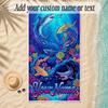 Mermaid Theme Soft Beach Towel Personalized Custom Name Text Towel Portable for Beach Pool Travel