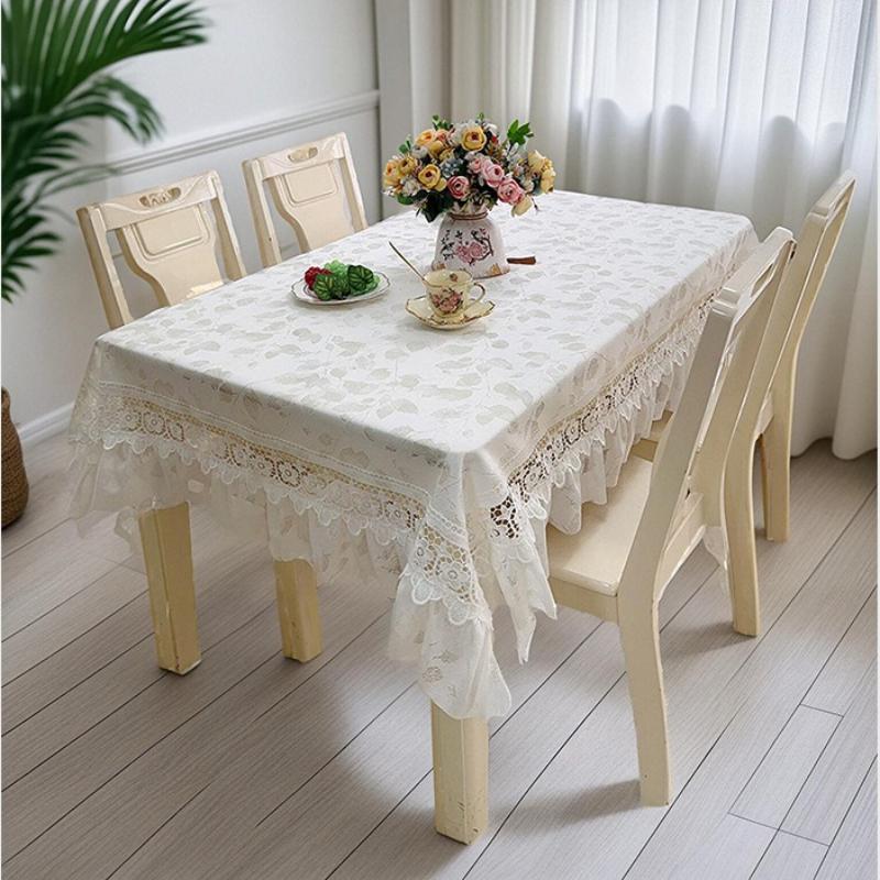 Lace Tablecloth Atmosphere French Light Luxury Style High-end Feeling Dining Table Decoration Home Dust-proof White Tablecloth