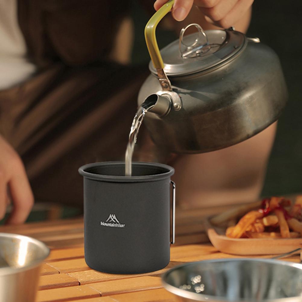 Mountainhiker 300ml Picnic Water Cup Lightweight Camping Cups Aluminum Foldable Handle Outdoor Portable for Home Kitchen