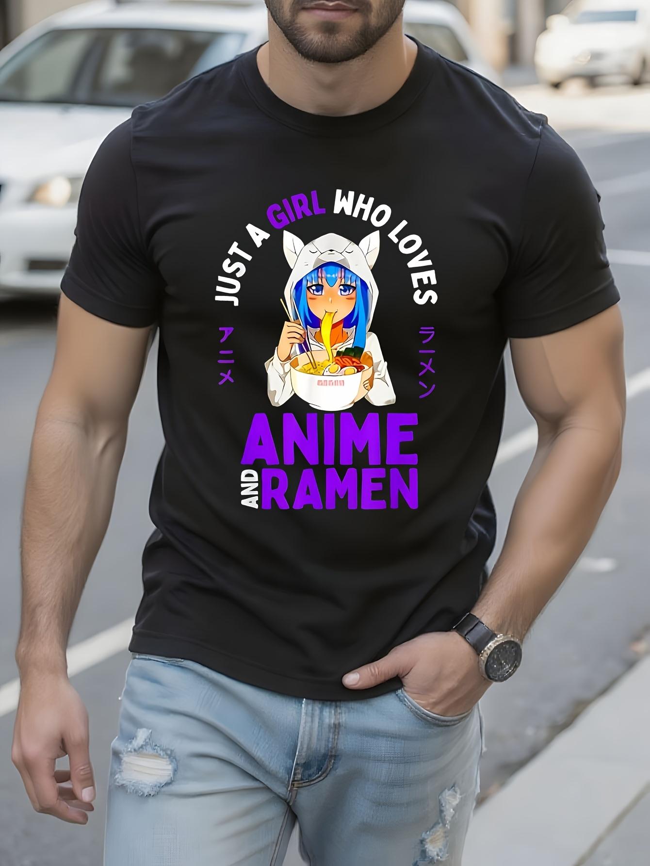 Wo Anime and Ramen Lover Graphic Tee - Just A Girl Who Lo... XL