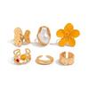 Ingemark 6Pcs/Set Vintage Flower Open Rings for Women 2026 New Fashion Boho Imitation Pearl Crystal Ring Y2K Bridal Jewelry Gift
