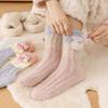 Thicken 3D Eyes Sleeping Socks Home Coral Fleece Socks Women Fashion Cartoon Plush Socks  Women
