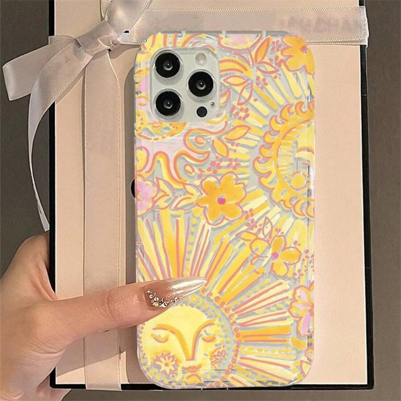 Sunshine & Ocean Print Clear Phone Case For IPhone 16 15 14 13 12 11 Pro XS Max X XR 7 8 Plus Tpu Airbag Anti-Drop Cover Funda
