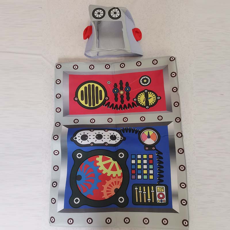 Funny Robot Cosplay Costume Unisex Sponge Jumpsuit With Hat Carnival Party Stage Performance Outfits For Halloween