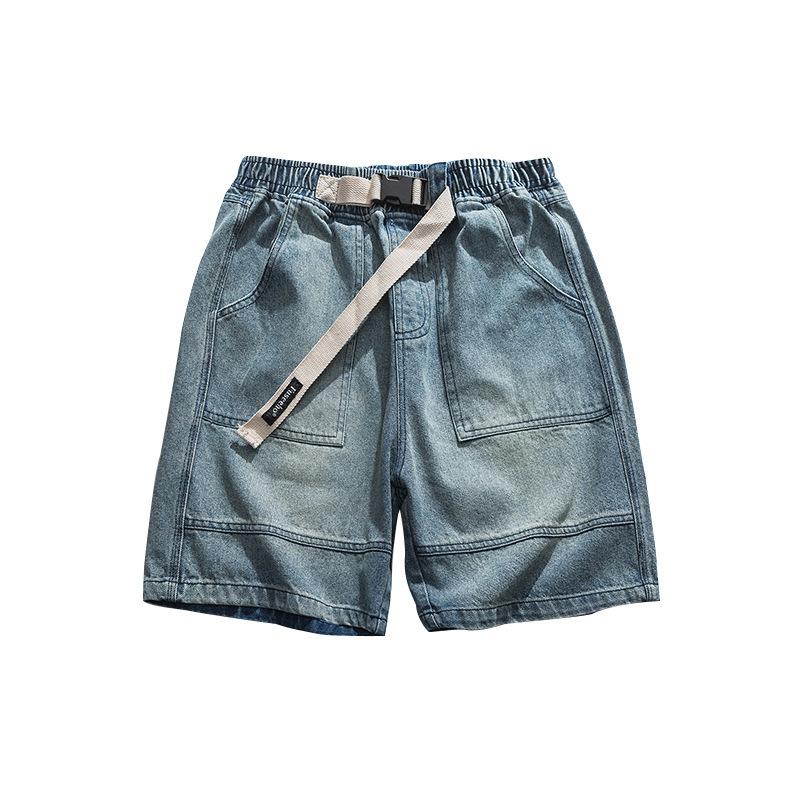 Men's Summer Hip-hop Loose-fit Denim Shorts, Japanese-style Casual Workwear Five-inch Shorts