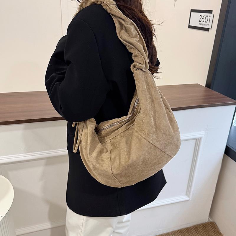 Korean Fashion Pleated One-Shoulder Tote: Versatile, Large Capacity Drawstring Dumpling Bag