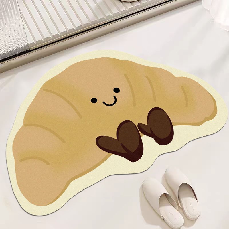 

Cute bread bathroom diatom mud absorbent floor mat toilet toilet door non-slip foot mat toilet shower 40X60cm 15.7X23.6in