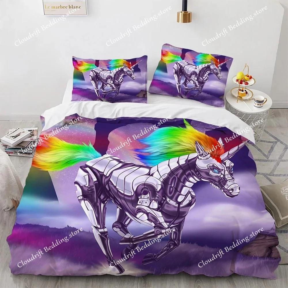 Cartoon Unicorn Design Duvet Cover Set Cute Comforter Cover Bedding Set Bed Linen for Baby Kids Girls Gift Bedroom Decoration026