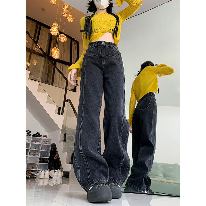 

Женские зимние джинсы больших размеров на флисовой подкладке с высокой посадкой и прямыми штанинами S