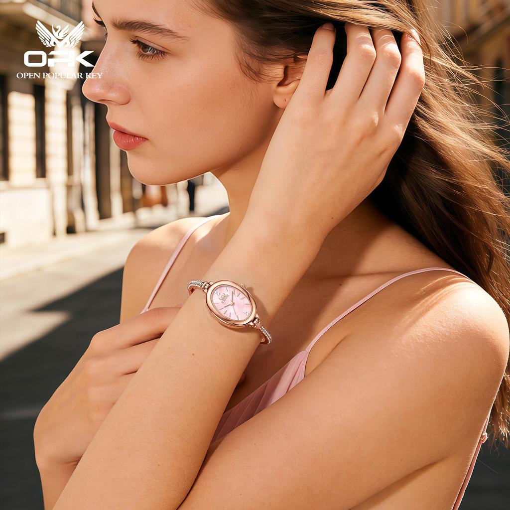 OPK Brand New Exquisite and Elegant Half Bracelet Small Oval Waterproof Women's Quartz Watch 6097
