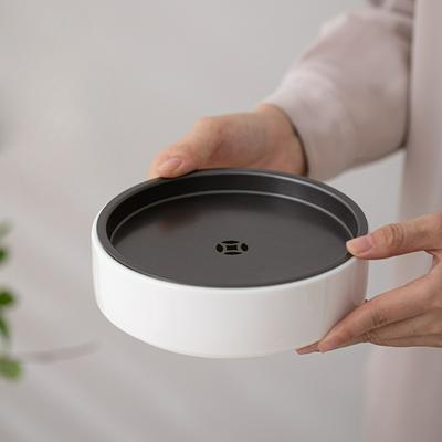 White Porcelain Pot Stand Water Storage Type Dry Brewing Tray Home Ceramic Tea Table Pot Holder Mat Kung Fu Tea Set Accessory