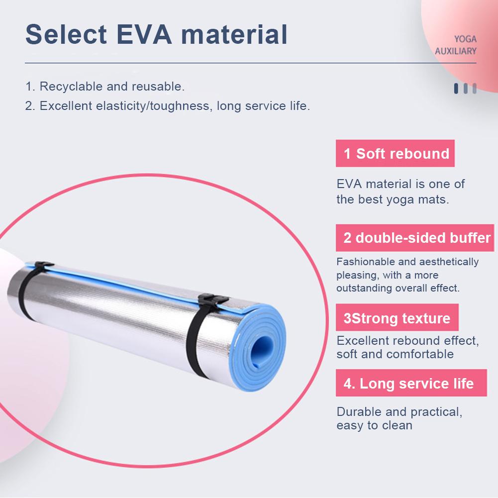 10/8/6mm Thickened Yoga Mat EVA Exercise Pad Aluminum Membrane Fitness Exercise Mat Portable Multifunction for Camping Picnic