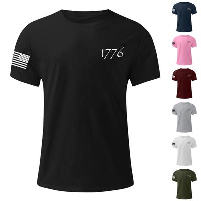 Men's Fashionable Casual Independence Day Printed Round Neck Short Sleeve T-Shirt Top
