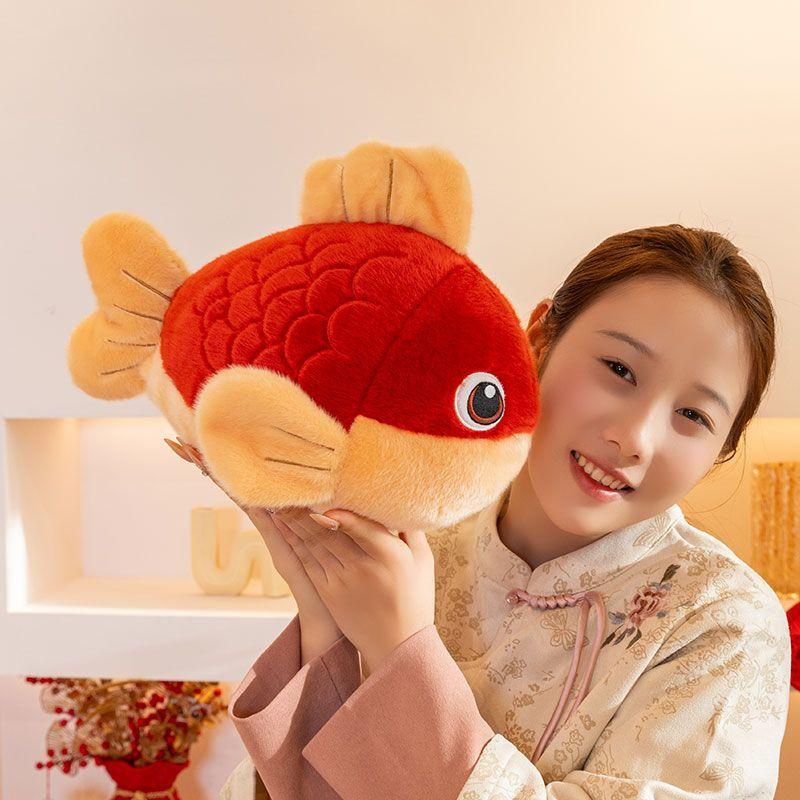 Kawaii Koi Fish Plush Toy Squishy Red Carp Stuffed Animal with Tassel Pendant for Kids Bedroom Home Decoration Lucky Fish Gift