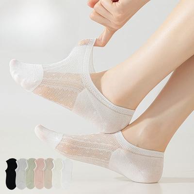 Chaussettes Bateau d'Été pour Femmes en Maille Fine Respirante Sans Os Invisibles en Silicone Antidérapantes Bouche Peu Profonde