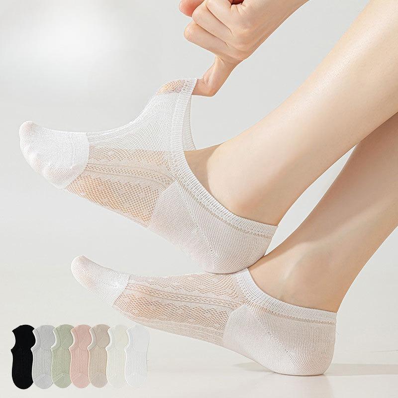 Women's Summer Thin Mesh Breathable Boneless Invisible Silicone Non Slip Shallow Mouth Boat Socks