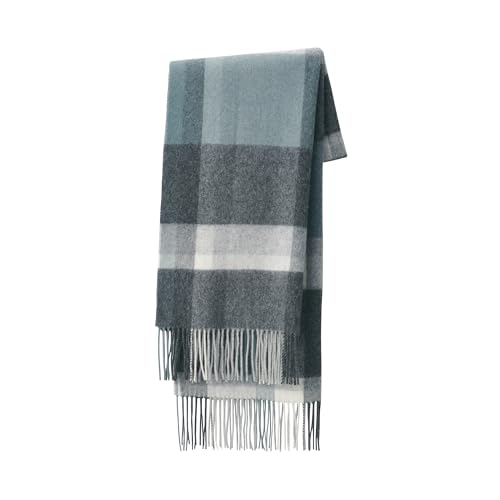 MUJI Fluffy Wool Large Stole (Check) Unisex Adult DDD40A5A Charcoal Gray Check 60 X 200cm