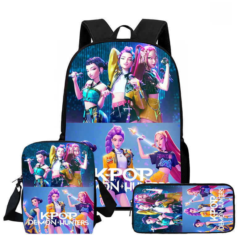 Kpop Hexenjäger High Definition Druck Große Kapazität Hoher Wert Anti-Buckel Verschleißfest Große Kapazität Schultasche Grundschule