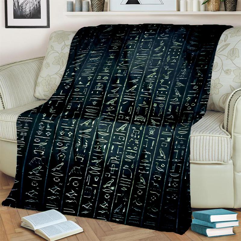 3D Egyptian Pharaoh Hieroglyphics Symbol Blanket,Soft Throw Blanket for Home Bedroom Bed Sofa Picnic Travel Office Cover Blanket