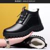 New men's popular business cotton shoes men's leather surface warm velvet thickened shoes high-top waterproof and cold-resistant snow boots
