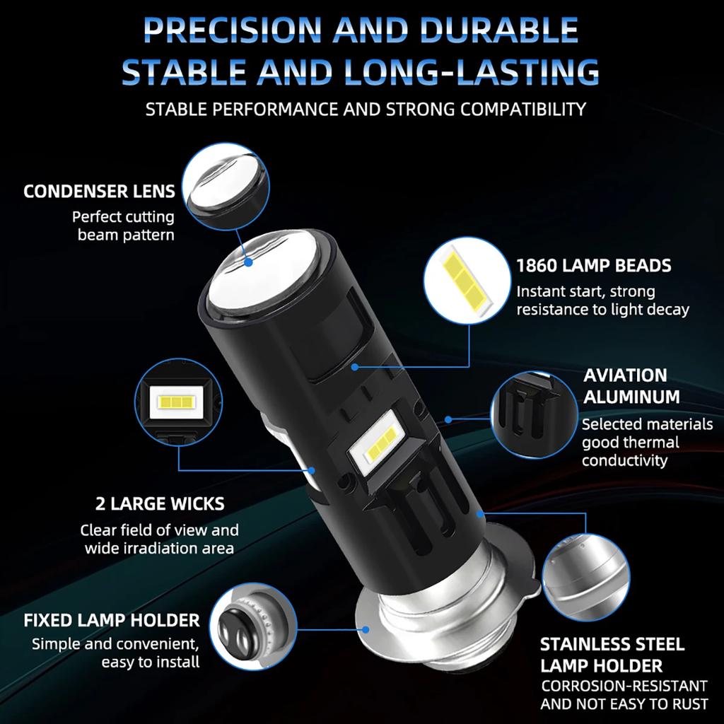 H4 LED Dual Color Motorcycle Headlight Bulbs Hi Lo Beam For Yamaha Kawasaki Suzuki P15D LED Motor Signal Ligh Accessories 12V