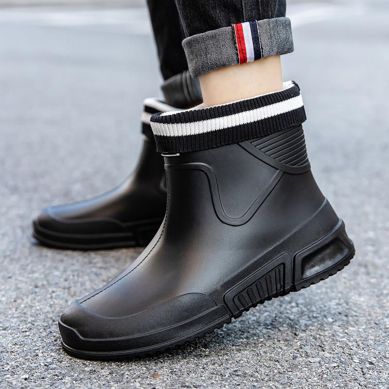 Fashion rain shoes men's trend short tube water shoes outer wear work shoes medium tube waterproof non-slip wear-resistant rain boots women