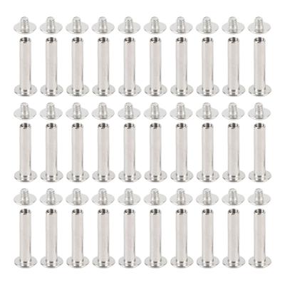 30 Set Rivetto a Testa Tonda Piatta M4 5x23x9.5mm Viti a Vite per Rilegatura in Acciaio Inossidabile per Pelle