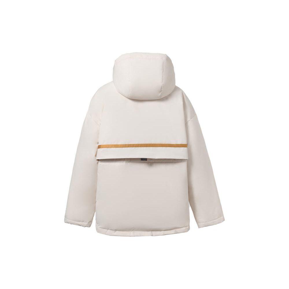 Lining Spliced Storage Pocket Detail Hooded Down Jacket Women Jacket Off-White AYMR324-2