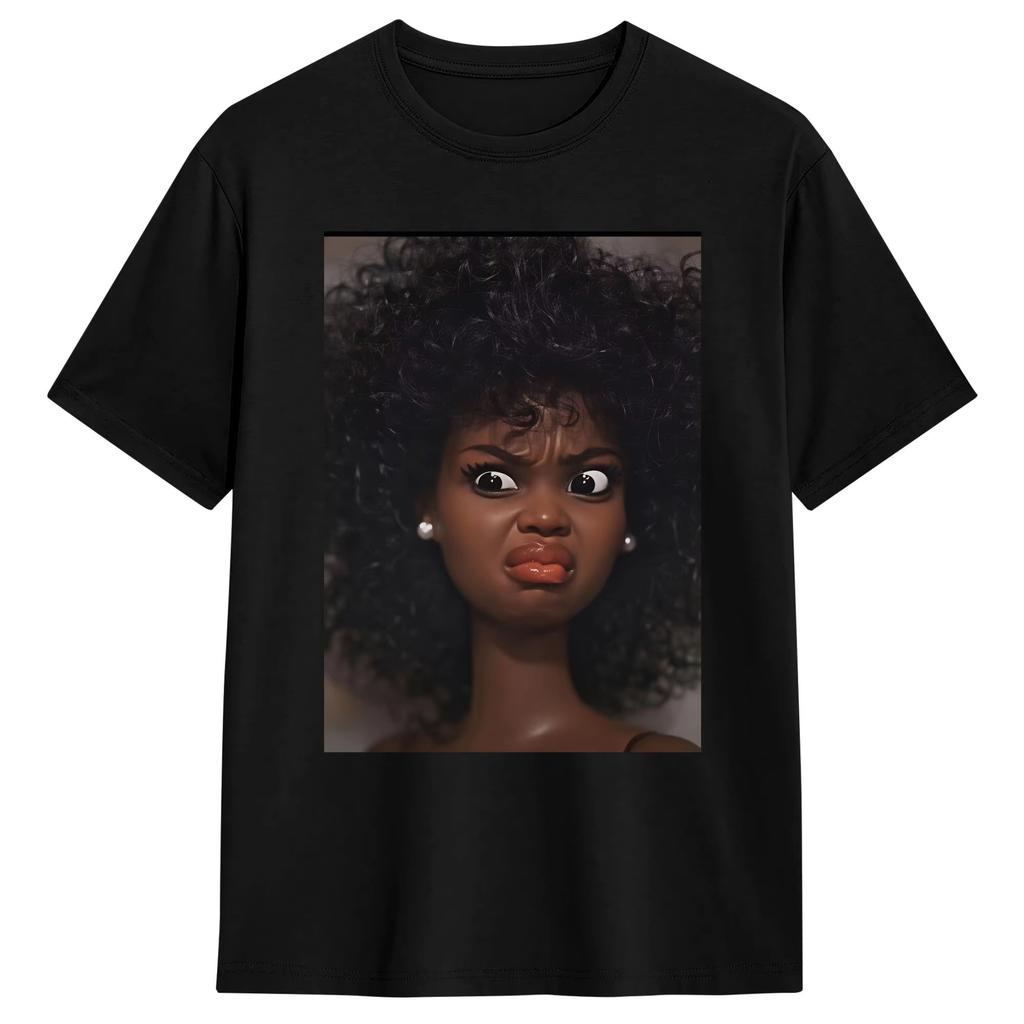 Summer Y2k Funny Hipster Tshirt Distressed Doll Face Meme Cotton T Shirt Lightweight Breathable Comfortable Clothes For Adult