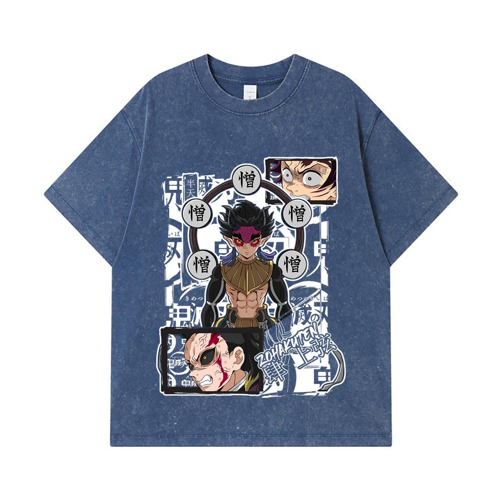 275 GSM Washed T-shirts 100% Cotton Demon Slayer V106 Zohakuten Print Unisex Heavy Cotton T Shirt
