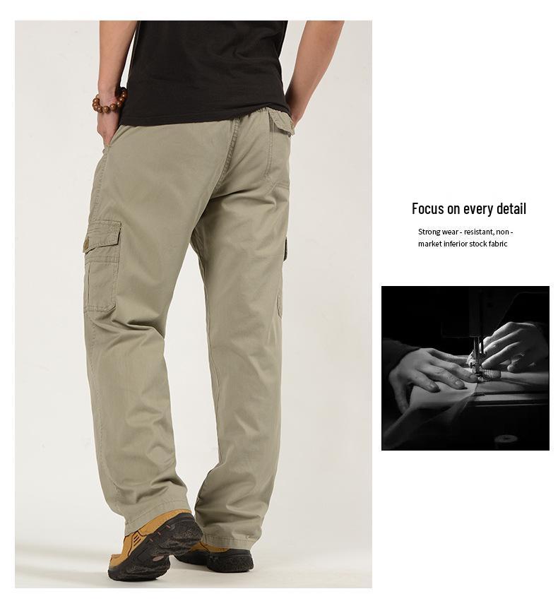2020 Men's Pure Cotton Straight Leg Casual Pants - Spring/Summer Style, Middle-Aged Plus Size Loose Fit