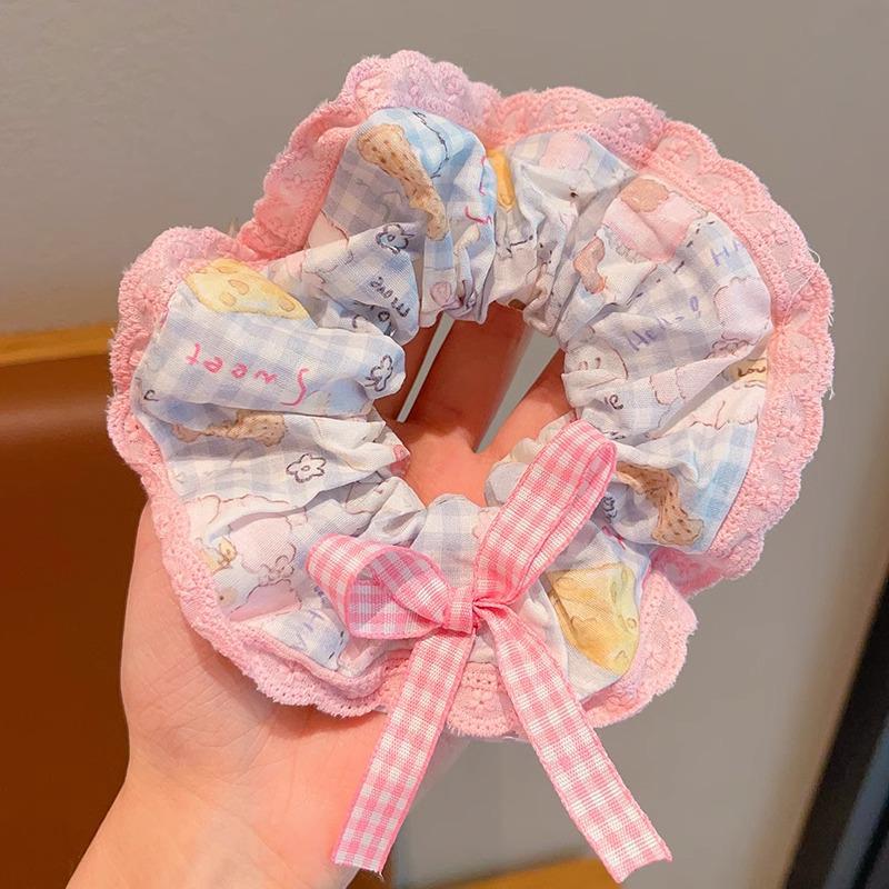 Chouchou d'été en satin et tulle à pois violets - Élastique à cheveux pour femme à haute élasticité