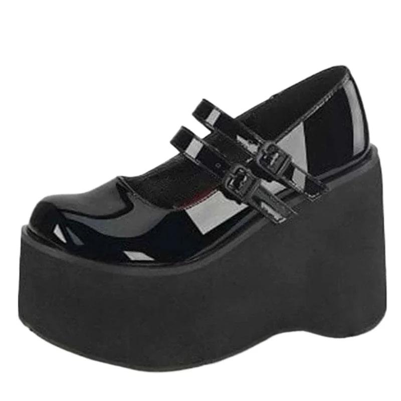 Women Pumps Mary Jane Super High Heel Platform Wedge Spring Ladies Sandals Belt Buckle Classic Sweet Punk Female Lolita Shoes