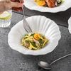 Pure White Flower Shape Slanted Edge Bowl Ceramic Salad Bowl Thick Soup Bowl Vegetable Bowls Noodle Bowls Specialty Tableware