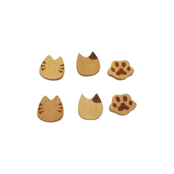 Speed Mao Cute Cat Paw Wooden Chopstick Rests Cutlery 6 Piece Set