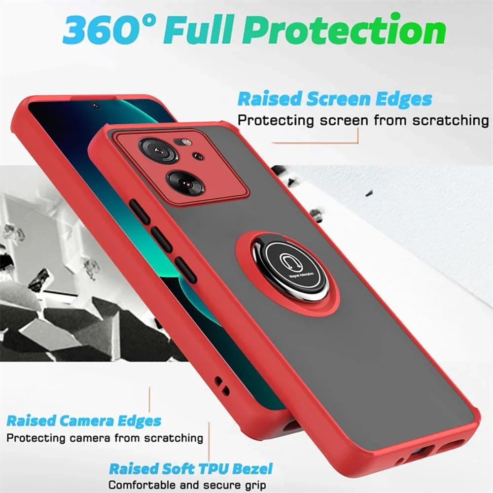Armor Matte Case For Xiaomi 13T Pro Cover Ring Magnetic Holder Stand Coque Funda