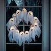 Halloween Geisterkranz Weiße Geistergirlande Gruselige Innen- und Außendekoration zum Aufhängen für Haustür Wand Party Gruselige Girlande